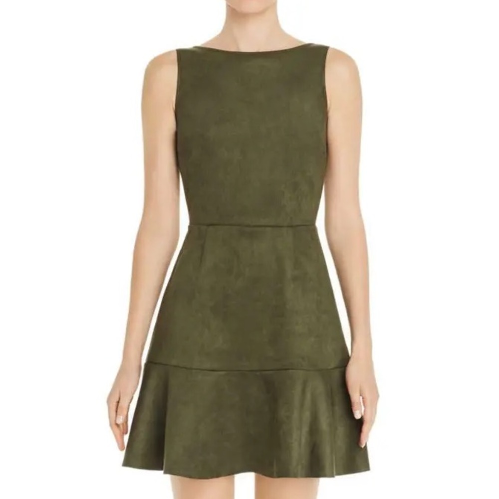 Aqua Olive Green Suede Dress Sz Large